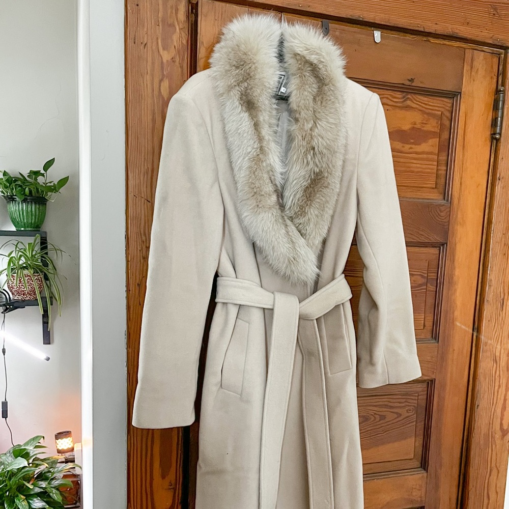 Vintage Marvin Richards Tan Coat with Fox Trim